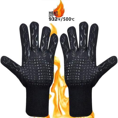 1pcs BBQ Gloves High Temperature500-800 Fireproof BarbecueHeat Insulation Microwave Kitchen Baking Gloves Grill Oven Mitts Glove
