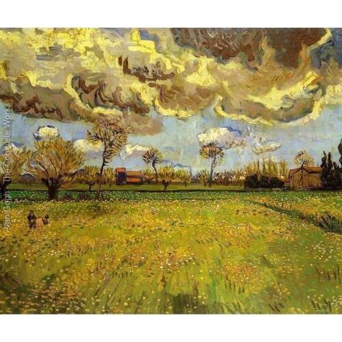 Landscape Under A Stormy Sky by Vincent Van Gogh Oil paintings reproduction Landscapes art hand-painted home decor