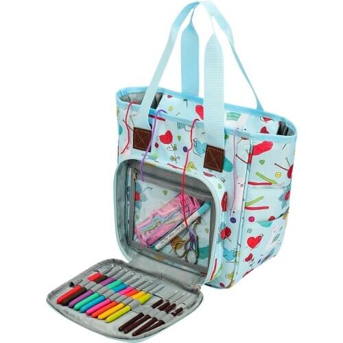 Portable Knitting Storage Bag Crochet Hooks NeedlesThread Yarn Organizer DIY Sewing Tools Supplies Needlework Tote Bags
