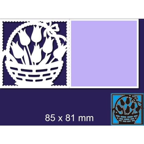 Cutting Dies Tulips In Basket Greeting Card New Metal DIY Album Paper Craft Embossing Stencil Greeting Card Decoration 85*81mm