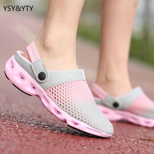 2019 summer new ultra-light hollow hole section couple sandals breathable mesh slippers men and women beach shoes