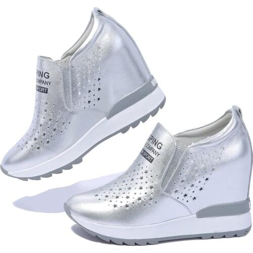 Fashion Sneakers Women Hollow Genuine Leather Wedge High Heel Gladiator Sandals Female Summer Round Toe Ankle Boots Casual Shoes