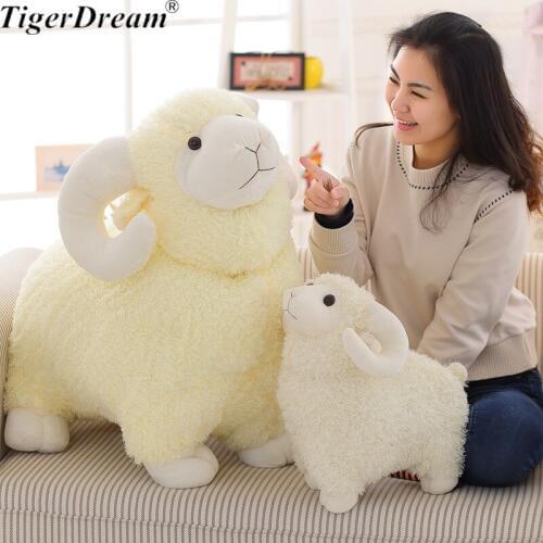 One Piece Cartoon Sheep Plush Toy Soft PP Cotton Stuffed Sheep Doll Super Cute Pillow Sleeping Cushions Friends Gift 2 Size