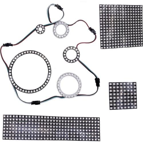 DC5V WS2812B Led Digital Panel Matrix Flexible Screen 8*8 16*16 8*32 5050 RGB WS2812 Ring Individually Addressable Pixels