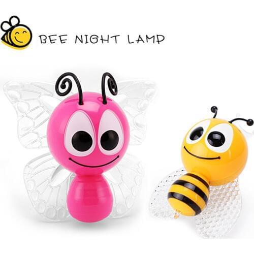 LED Colorful Wall Night Light Decoration RGB Led Night Lamp Little Bee & Butterfly Children Lamps For Home Decor& Birthday Gift