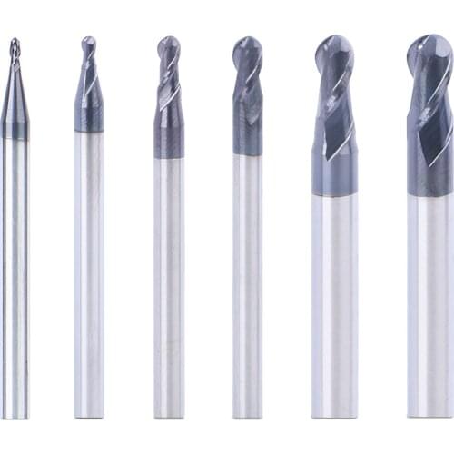 WREOW CNC Lathe Tungsten steel Tool Milling Alloy Cutter Coating End Mill Drill Bit 50mm Length Ball Nose Endmills Tool for Wood