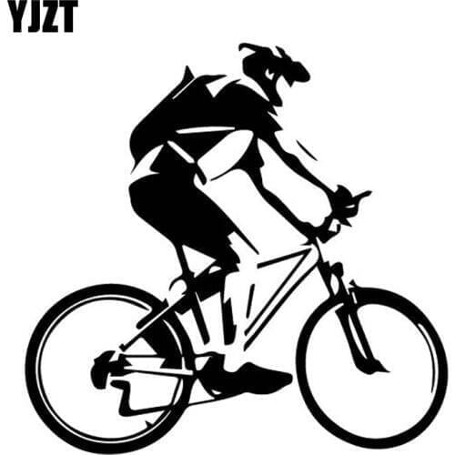 YJZT 15.3CM*14.9CM Delicate Cyclist Bike Cycling Beautiful Vinly Decal Coolest Car Sticker Nice Black/Silver C27-0684
