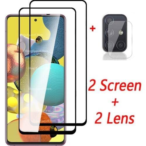 4-in-1 protective glass for samsung galaxy a51 5g 2020 screen camera protecror safety glass on sansung a 51 71 4g a515f a516f