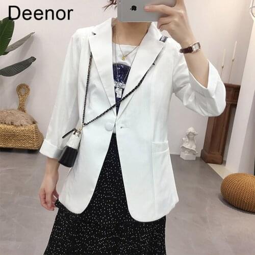 Deenor 2021 Autumn Women Suit Jacket Female Slim Work Office Lady Suit Soild Fashion Casual Business Notched Blazer Coat