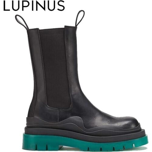 LUPINUS Winter Chunky Heel Ankle Boots Women Black Chelsea Boots Platform Women Fashion Luxury Boots Spring Autumn Shoes Women