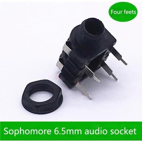 100pcs/lot Pure copper core 6.35 MM socket Small 2 core type 6.5 MM socket tortoise mono microphone audio socket