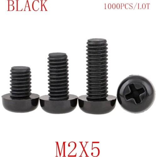 1000PCS wholesale M2*5 M2x5 black nylon plastic round pan head screw