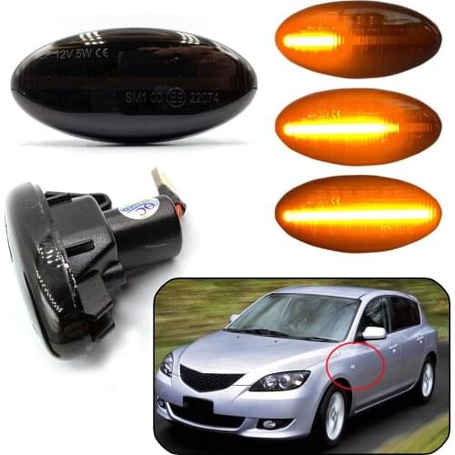 2pcs Dynamic Side Marker Turn Signal Lights For Mazda 3 For Mazda 2 5 MPV hight quality Sequential Blinker Smoke Led Lights