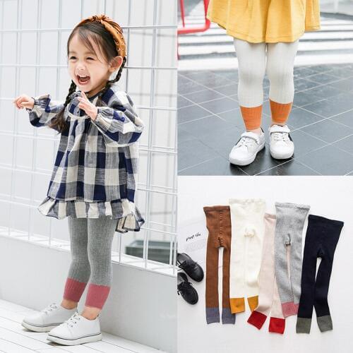 2017 Children Girls Winter Fall Pants Cotton Kids Toddler Warm Cute Kawaii Patchcolor Leggings