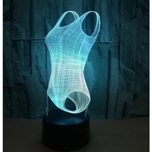 3d Led Night Lights 7 Color Lamp Bedroom Decoration Luminaria Gifts Usb Bathing Suit Shape