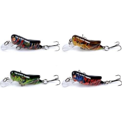 4pcs/Set Minnow Lure Fishing Mixed Colors Insect Wobbler Bait Crankbait For Lifelike Plastic Grasshopper Carp Bass Pesca Tackle