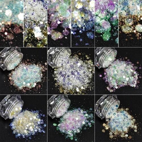 Diamond Aurora, White Iridescent Chunky Glitter, Chunky Polyester Glitter White Holographic Glitter White Chunky Opal Glitter