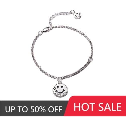 Jewelry for Women Stainless Steel Luxury Bracelet Smiley Face Chain Stitching Layered Trash Female Aesthetic Copper Jewelry