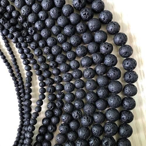 Fubaoying Volcanic Black Lava Rock Stone Beads Necklaces Bracelet Bead 4 6 8 10 12 14mm For Jewelry Making
