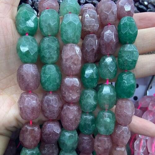 Natural Strawberry Quartz Beads 15'' Faceted Irregular DIY Loose Beads For Jewelry Making Men Women Beads Necklace Bracelet Gift
