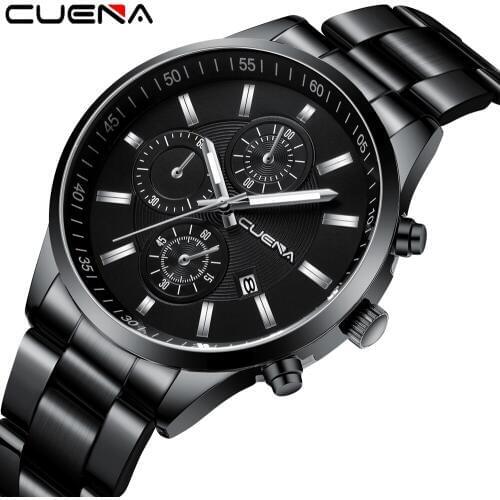 CUENA Men Watch Fashion Quartz Watch Mens Top Brand Luxury All Steel Business Waterproof Sport Mens Watches Relogio Masculino
