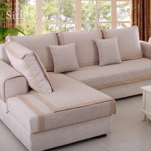 American style beige coffee cotton blended sofa cover slipcovers canape furniture couch covers sectional fundas de sofa SP3751