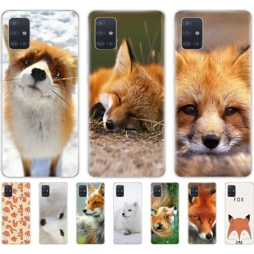 Silicon phone cover case for samsung galaxy A51 A31 A41 A71 A01 A81 A91 A30S A20S A50S M30S M40S fundas bumper cute fox animal