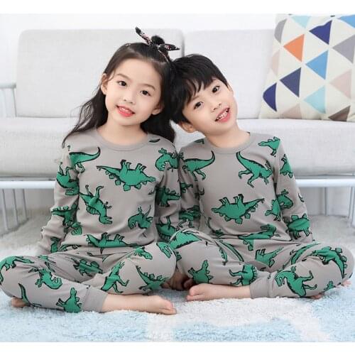 Kid Pajamas Children Sleepwear Baby Set Boy Girl Unicorn Costume Pyjamas Pijama Cotton Cartoon Dinosaur Design Toddler Nightwear