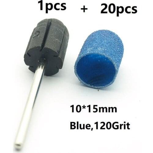 EasyNail 20pcs Blue Sanding Caps Electric Nail Drill Bit Bands UV Gel Polish Remover for Manicure Pedicure Milling Accessories
