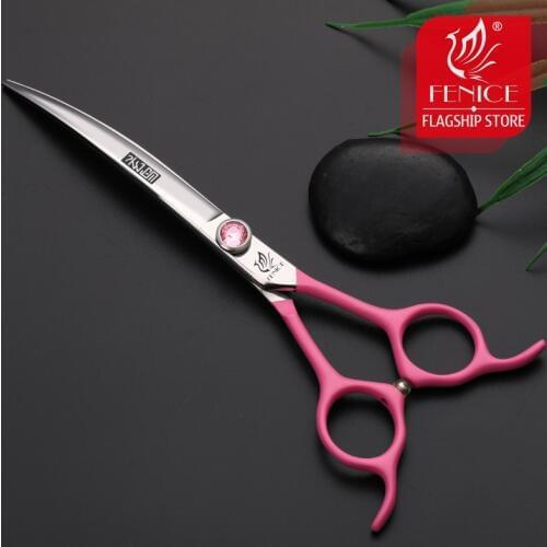 Fenice 6.5 inch Professional Pet Grooming Curved Scissors Japan 440C Stainless Steel Dogs Animal Hair Cutting Shears