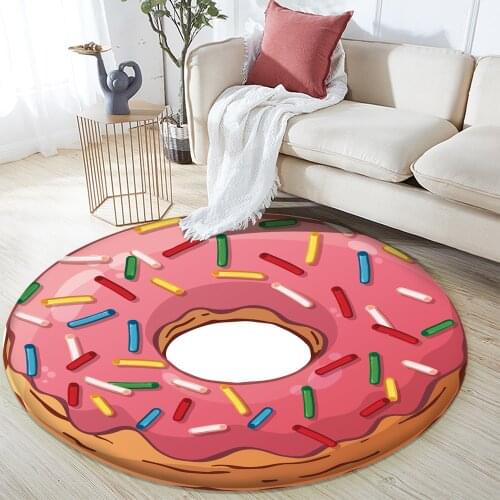 Ppizza Donut Pattern Blanket Flannel Carpet Home Decor Bedroom Living Room Carpet Fashionable 3D Printed Non-slip Carpet