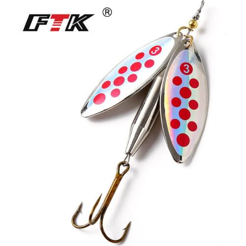 FTK 1pcs 20g 2#Hook Long Cast Fishing Lure Double Spinner Bait Artificial Hard Slice Metal Lures for Pike Fishing Fishing Tackle