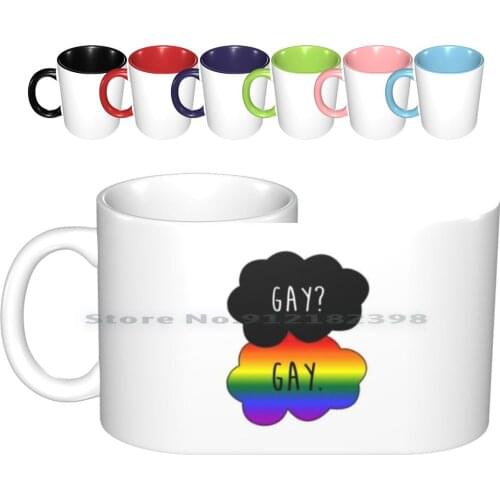 Gay ? Gay. Ceramic Mugs Coffee Cups Milk Tea Mug Gay Pride Queer Lgbt Lgbtq Lgbtqa Lgbtqia Mogai Lgbtqiap Clouds Creative