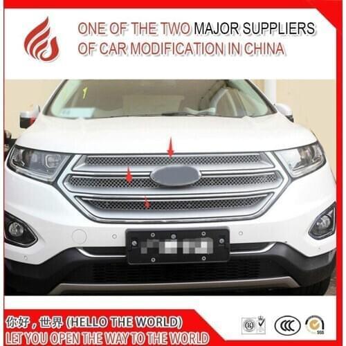 Hot sale 304 Stainless fit well modification car front grille racing grills grill cover trim for Edge 2015