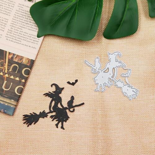 Halloween template metal cutting for scrapbook, embossed witch bat cutting greeting card gift card making cutting mold