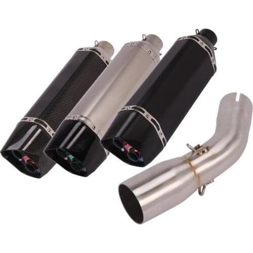 Exhaust Set for Suzuki SV650 2016-2020 Motorcycle Exhaust Pipe Mid Pipe Slip On 51mm Dual-outlet Escape No DB Killer Exhaust Tip