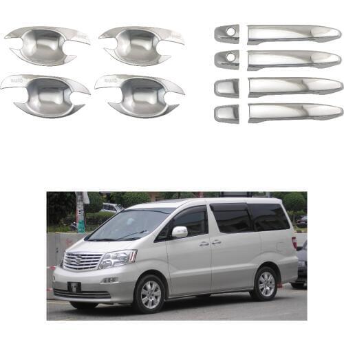 For Toyota Alphard 2002-2007 Door Handle Cover of door bowl Chrome Accessories Stickers Car Styling