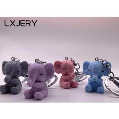 LXJERY 4 Colors Cute Cartoon Elephant Keychain Lovely Key Chain For Women Bag Charm Pendant Key Ring Gifts Jewelry