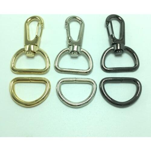 Metal Snap Hook Rotary Swivel Spring Key Chain Keyring Lobster Claw D Clasp Hooks Clips Rose gold 20mm Craft