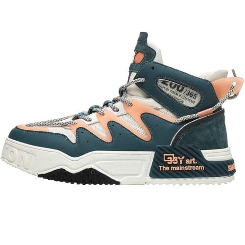 2021 Summer New Personality High-top Mens Shoes All-match Rubber Sole Soft And Comfortable Wear-resistant Pu Sneakers