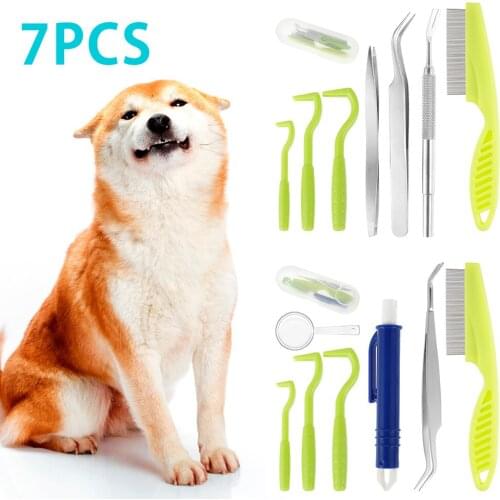 7Pcs Tick Remover Set Painlessly Tick Twister Close-tooth Comb Tweezers Pen Magnifying Glass Tick Remover Tool for Dog Human Cat