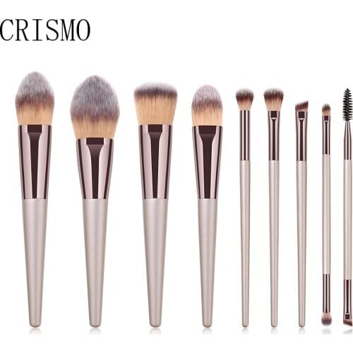 CRISMO 9PCS Luxury Cosmetics Make Up Brush Foundation Powder Blush Eyeshadow Concealer Makeup Brushes Se brochas maquillaje