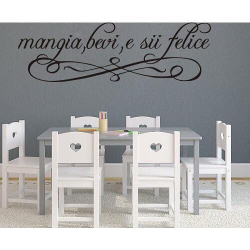 Large Italian Eat Drink Be Happy Wall Sticker Kitchen Dining Room Italy Family Love Quote Wall Decal Restaurant Vinyl Home Decor