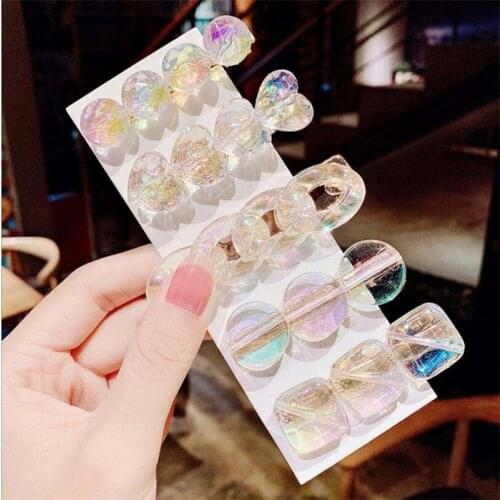 New Women Girls Cute Heart Geometric Barrettes Transparent Barrettes Sweet Hair Clips Hairpins Headband Fashion Hair Accessories