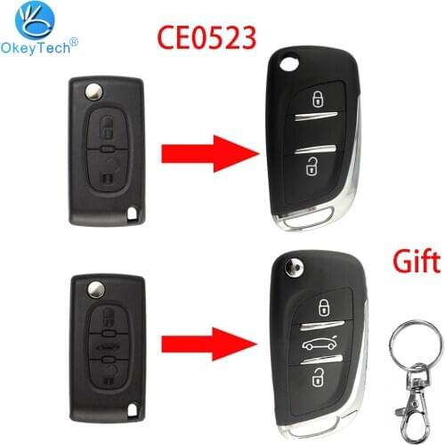OkeyTech For Peugeot 306 407 807 Partner For Citroen C2 C4 C5 C6 C8 Berlingo Picasso CE0523 Modified Filp Remote Key Shell Case