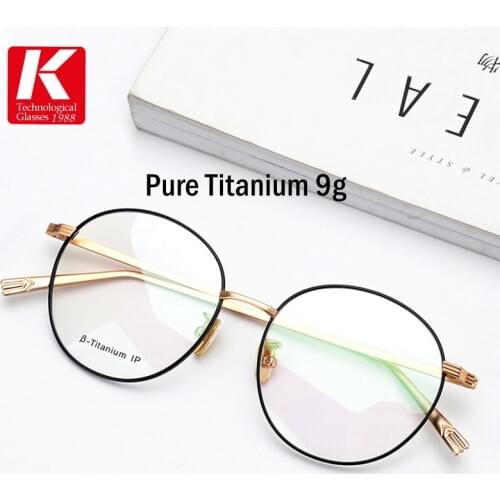 Pure Titanium Glasses Frame Men Ultralight Round Myopia Optical Prescription Eyeglasses Frame Women Fashion Korea Female Eyewear