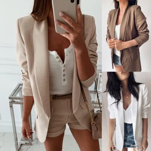 Autumn Women Casual Long Sleeve Coat Suit Slim Cardigan Tops Blazer Jacket Outwear Formal Women V neck blazer OL Work Stylish