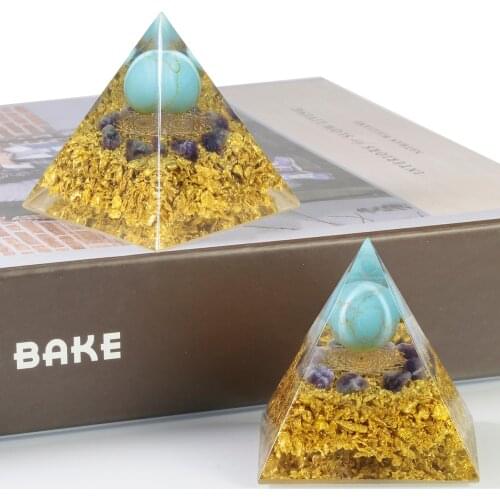 TUMBEELLUWA Crown Chakra Orgone Pyramid Crystal Stone Ball Reiki Balancing Energy Generator for EMF Protection Yoga Meditation