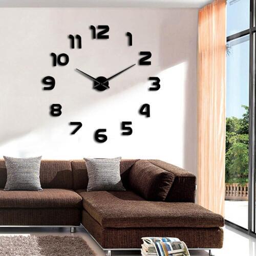 Simple Analog Surface Large Arabia Numerals Clock Wall Sticker 3D Mirror DIY Wall Clock Watches Home Reloj Pared Adhesivo