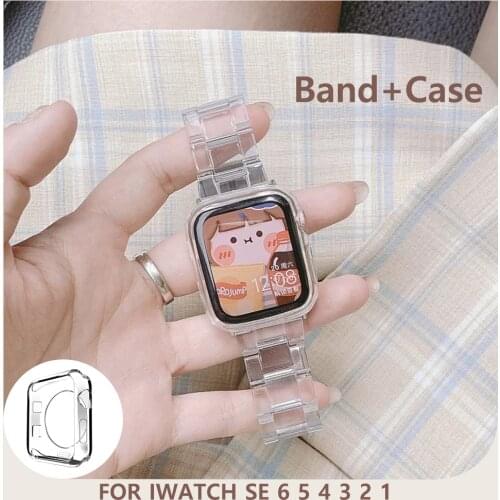 Transparent WatchBand for Apple Watch SE 6 Clear Glass Bracelets Strap on Smart IWatch Band Series 6 5 4 32 38mm 40mm 42mm 44mm